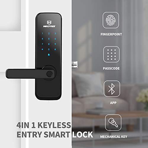 MAXFREE Fingerprint Electronic Door Lock, Keyless Entry Bluetooth Touchscreen Keypad Smart Lock with Reversible Lever… - Image 3