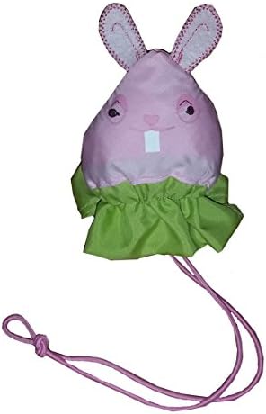 Unique Reusable Shopping Tote Bag - Folded into a Bunny (Pink and Green)