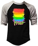 Rainbow Pride Gay Equal Rights Baseball T-Shirt Gray/Black Men's S-3XL (M, Gray/Black)