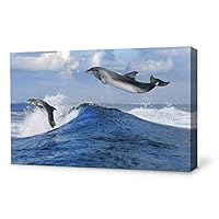Canvas Wall Art Lovely Dolphin Canvas Prints Home Artwork Decoration for Living Room,Bedroom - 12x18 inches