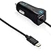 iPhone 6s Car Charger, Lentus Lightning Car Charger Adapter for iPhone 6/6s 6 Plus with extra 2.1A High Speed USB port, White (Black)