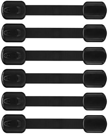 Adjustable Locks for Child Safety | Deluxe: Extra 3M Adhesive to Childproof 6 Pack (black)