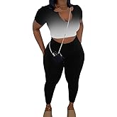 Nimsruc 2 Piece Sets For Women Sexy Casual Workout Crop Short Sleeve Long pants Leggings Sets Summer Active Wear