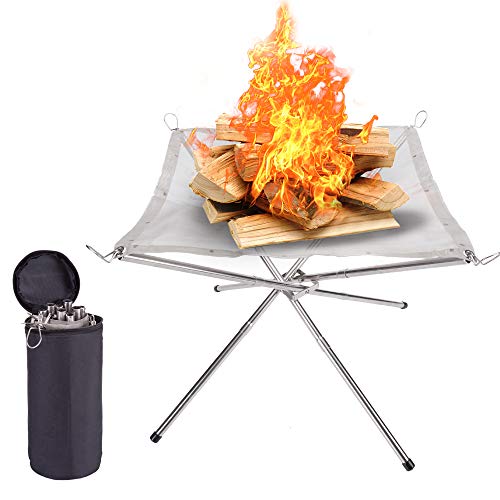 Suchdeco Portable Fire Pit Outdoor - 2019 New Upgrade, 16.5 Inch Camping Fire Pit Foldable, Mesh Fire Pits Portable Fireplace for Camping, Outdoor, Patio, Backyard and Garden