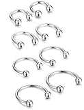 Jstyle 6-10 Pcs a Set 316L Stainless Steel 16G Nose Piercing Septum Lip Nipple Eyebrow Rings Hoop Horseshoe Helix Tragus Cartilage Ear Piercings 6-12mm