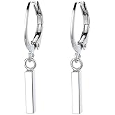 ONLYJUMP 18K Yellow Gold Bar Drop Earrings for Women 14K Gold French Style Leverback Dangle Drop Earrings Lightweight Earrings Jewelry Gift