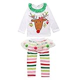 ETOSELL Baby Girls' Christmas Reindeer Shirt & Tulle Skirt Outfit Set Christmas