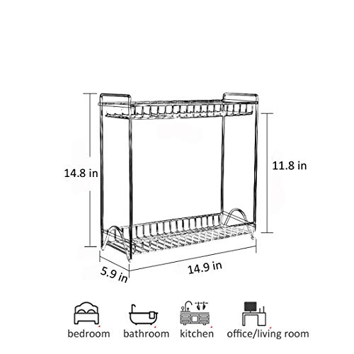 Spice Rack Organizer 2 Tier Rack Stainless Steel Spice Jars Bottle Stand Holder Kitchen Organizer Storage Kitchen Shelves Rack - Silver - Thumbnail 7
