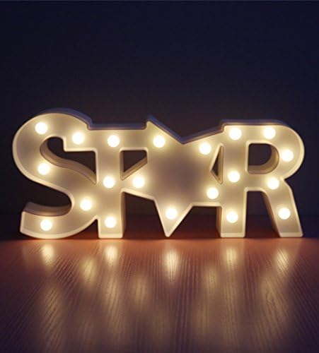LBstyle LED Letters Light Batteries Operated LED Marquee Sign Illuminated Home Wedding Decorations Star