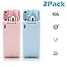 2 Pack Collapsible Reusable Straw, Composed of Stainless Steel and Food-grade Silicone, Portable Set with Hard Case Holder and Cleaning Brush, For Party, Travel, Household, Outdoor, etc. (Pink&Blue)