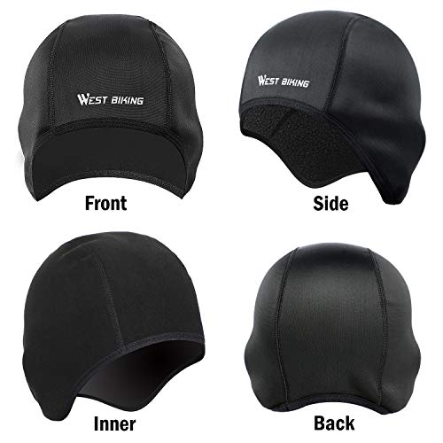 WESTGIRL Helmet Liner Skull Cap Beanie with Ear Covers, Windproof Fleece Hat Moisture Wicking for Cycling Running, Skiing Winter Sports, Ultimate Thermal Retention, Fits Under Helmets