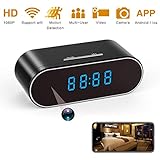 Spy Camera, 1080P Hidden Camera Clock WiFi Video Recorder 140° Wide Angle Lens Wireless IP Cameras for Indoor Home Security Monitoring Nanny Cam with Night Vision Motion Detection Upgraded APP
