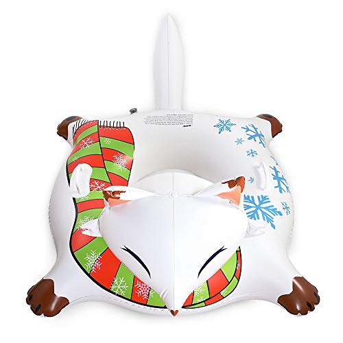 CMYK Fox Snow Tube, Wide Inflatable Snow Tube with Easy Grip Handles, Inflatable Sled for Kids and Adults Made of Durable Vinyl with Welded Seams