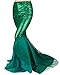 YiZYiF Women's Party Costume Sequins Mermaid Long Tail Skirt with Asymmetric Mesh Panel Medium Green