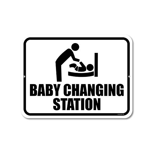 Honey Dew Gifts Restroom Sign, Baby Changing Station 9 inch by 12 inch Metal Aluminum Baby Changing Station Sign for…