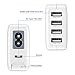 USB Wall Charger, Poweradd 4.8A/4 Port Worldwide Travel USB Charger with US/UK/EU/AU Plug for IPhone IPad Samsung Camera and Other USB Devices - White