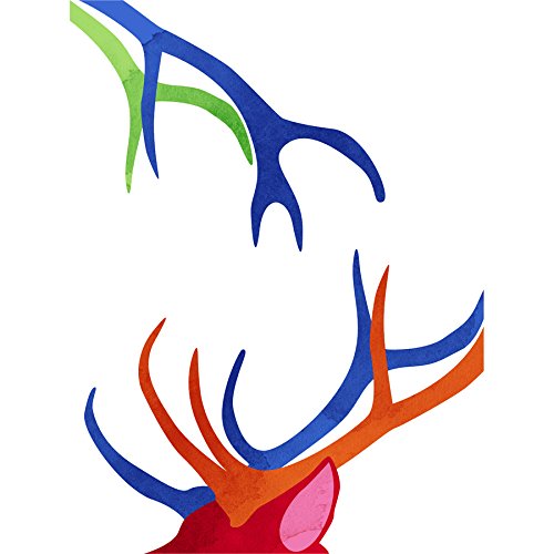 Wee Blue Coo Bright Colourful Scottish Wildlife Deer Antlers Canvas Art Print