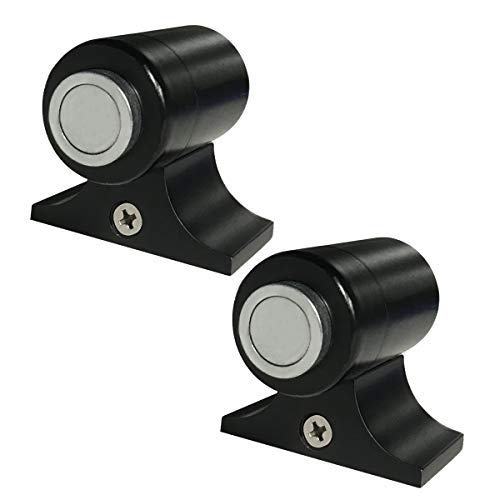 Door Stopper, Stainless Steel Magnetic Door Stops, Solid Floor Mounted Door Catch for Home and Office, Rigid Metal Magnetic Door Holder, Keep Your Door Open 2 Pack Black
