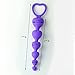 LoveI Anal Sex Toy Beads Butt Plug Heart Shaped Prostate Massager with Safe Pull Ring Handle Soft Carry Bag Unisex G Spot - Purple