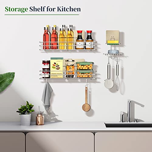 Shower Caddy Bathroom Organizer Shelf 3PCS with Soap Holder, Adhesive Shower Shelf, Caddy Basket Shelves with Hooks, Rustproof 304 Stainless Steel Shower Organizers and Storage Rack for Kitchen