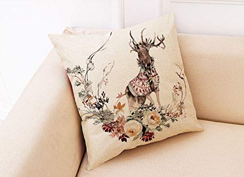 Doomfist Deep Forest Animal Style Throw Pillow Covers Animal Theme Decorative Square Cotton Linen Coastal Cushion Cover Throw Pillow case for 18 X 18 Inch Pillow Covers Set of 4 (NO Insert)