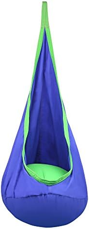 Kids Pod Swing Chair, PACKGOUT Hanging Hammock Pod Swing Seat for Indoor and Outdoor, 100% Cotton Comfort (Blue)