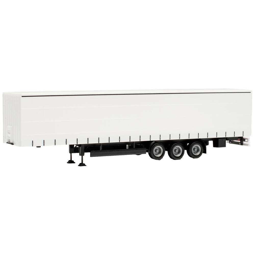 Herpa 077002 Curtain Tarpaulin Trailer 15 Metres, White in Miniature for Crafts, Collecting and as a Gift