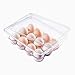 E-Gtong 5 Pack Refrigerator Organizer Set, Plastic Fridge Storage Bins, Clear Freezer Organizer Set Including Egg Holder,BPA Free, Stackable,Clear