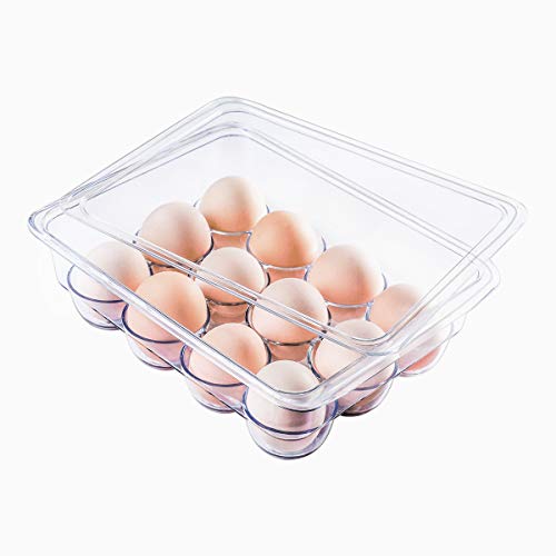 E-Gtong 5 Pack Fridge and Freezer Bins with Handles,Plastic Refrigerator Storage Organizer Bins BPA-Free Stackable Food Storage Containers for Fridge, Freezer, Pantry and Kitchen Clear