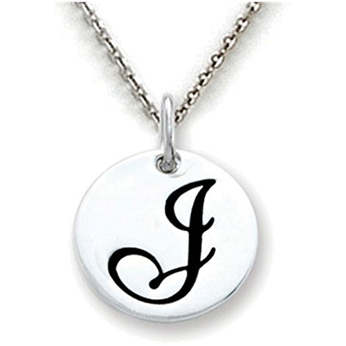 Stellar white script initial "j" disc pendant…