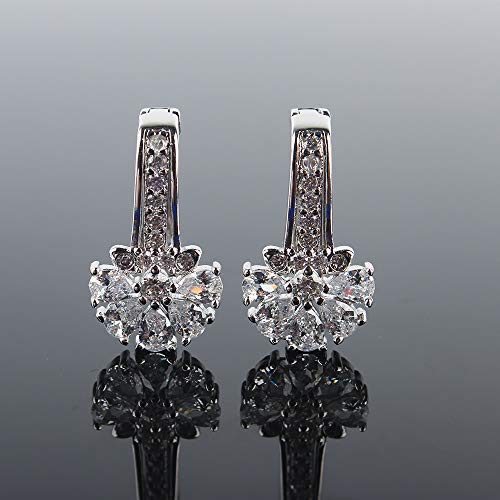 925 Sterling Silver Small Hoop Earrings Cubic Zirconia cartilage, Cubic Zirconia Cuff Earrings Huggie Stud, Gold Plated Huggie Earrings for Women Hypoallergenic (Big CZ-Silver)