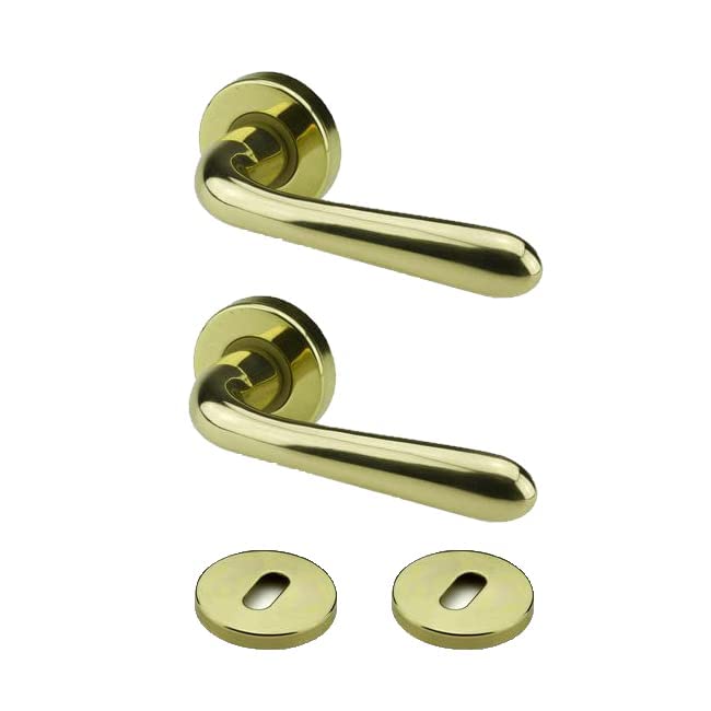 Bricolevante Internal Door Handles Available in Multiple Variants Sold in Pair - Round Door Handle (Round, Polished Brass)