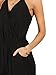Romwe Women's Sexy Sleeveless Surplice Top Pocket Front Wide Tapered Romper Jumpsuit Black L