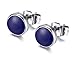 Mealguet Jewelry A Pair Enamel Round Stainless Steel Stud Earring for Men and Women,Black/blue