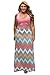 Linsery Women's Plus Size Scoop Neck Tank Top Chevron Zig Zag Stripe Maxi Dress