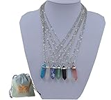 7 Pcs Unisex Artistic Fashion Jewelry Natural Stone Glass Rhombus Gemstone Pendant Necklace