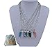 7 Pcs Unisex Artistic Fashion Jewelry Stone Glass Rhombus Gemstone Pendant Necklace