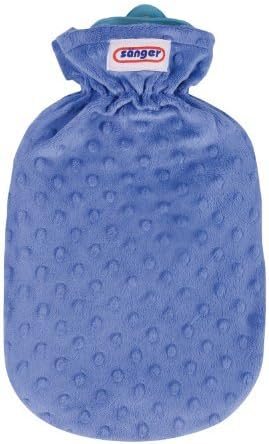 Sanger 2 Litre Hot Water Bottle With Blue Comfortable Removable Soft Velour Cover by Sanger