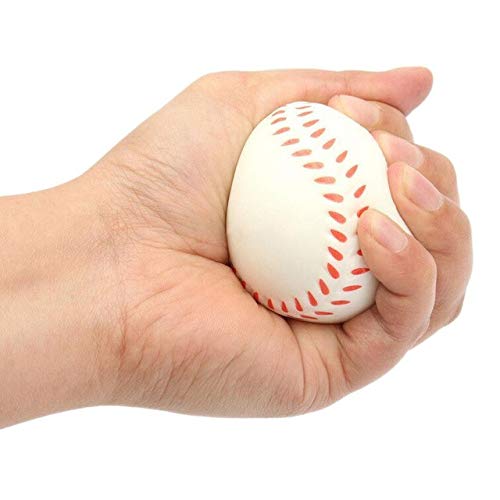 Present Avenue Mini Toy Balls for Kids Party Favor Toy, Soccer Ball, Basketball, Football, Baseball Emoji Squeeze Ball (12 Pack) Squeeze Foam for Stress, Anxiety Relief, Relaxation. (Baseball)
