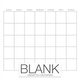 Blank Undated Calendar: Undated Monthly Calendar Book, 8.5 x 8.5, 12-Months Blank White DIY Calendar (Blank Calendar Series) by Blank Book Collection