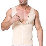 Tulucky Men's Slimming Body Shaper Tank Top Front Zipper Corset Vest (M, skin)