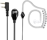 Sinhin Two Way Radio Earpiece with Mic - Covert Acoustic Tube Transparent Headsets 2 Pin with PTT for Baofeng Kenwood Retevis Puxing Walkie Talkie(Black - K Head)