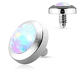 Body Accentz 316L Surgical Steel Flat Dermal Anchor Top with Opal 4mm top 14g HO2991