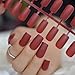 CoolNail Pure Wine Red Matte Fake Nails Carmine Frosted False Finger Nail Tips Square Top Nails Art For Bride Party Daily Wear