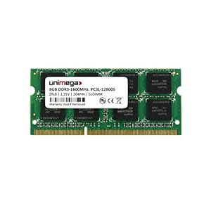 unimega 8 GB (1x 8 GB) DDR3 1600 MHz PC3L-12800S 204PIN 1,35 V SoDIMM RAM-geheugen