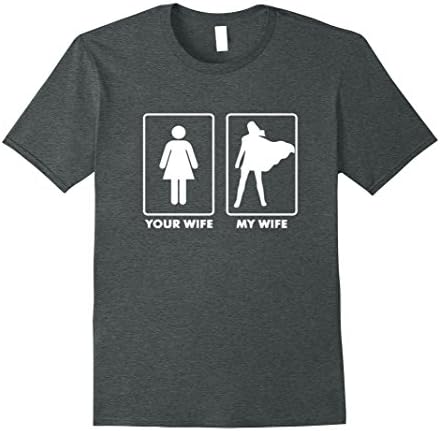 Mens My Wife Super Hero Woman Cute Husand T Shirt Gift XL Dark Heather