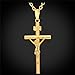 U7 18K Gold Plated Cross Necklace Polished Crucifix Pendant INRI Jesus Christ Piece Pendant for Women