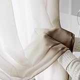 CUCRAF Sheer Curtains 55x84 Inch Eyelet Linen Look Voile 2 Panels view 4