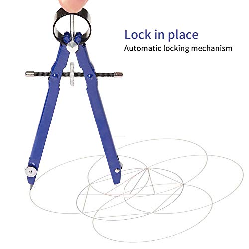 2 Pcs Math Compass, Geometry Metal Drafting with Spare Leads and Screws for Office Supply (2 Pcs, Black + Sliver)