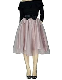 YSJERA Falda de organza para dama, con lazo, plisada, hasta la rodilla, tutú